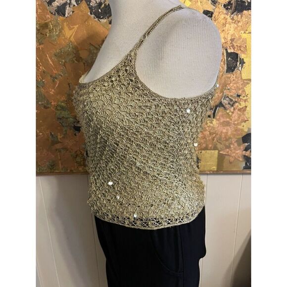 Carmen Marc Valvo Collection Women XL Dressy Twin Set Top Gold Sequins Textured - Picture 8 of 13